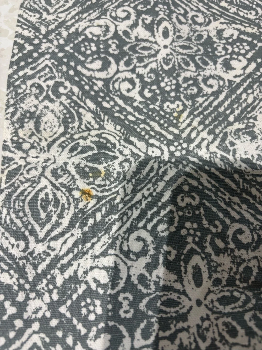 Gray and White Patterned Table Runner